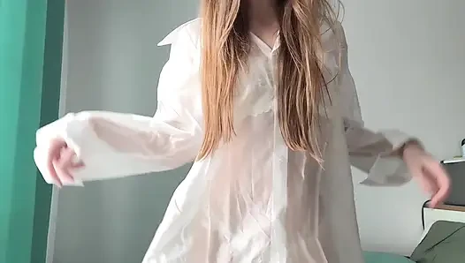 Gets Creampied in Standing Doggy Style