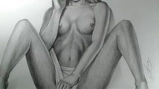 Cô gái xinh đẹp - nghệ thuật khỏa thân trên cơ thể bằng bút chì