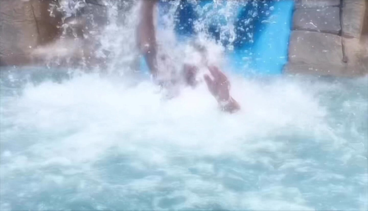Naked in a pool
