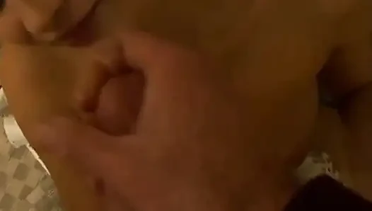 Stunning Blonde Whore with Perfect Tits and Ass Gives Camera Man a Blowjob