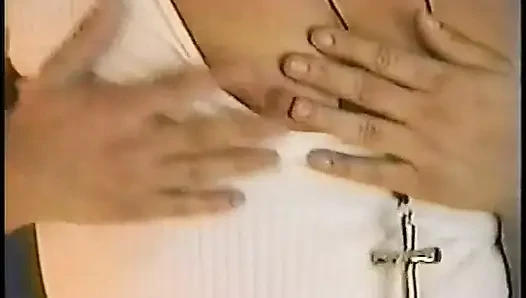 Mature blonde dildo fucks her hairy pussy then sucks white cock