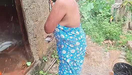 Hot Step Mom Bathing Outdoor