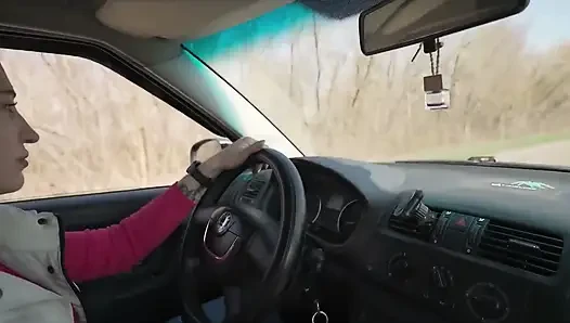 Public Blowjob Turn by Turn During the Car Trip