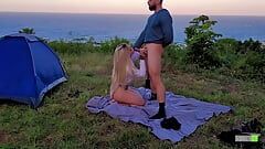 Risky Sex Real Amateur Couple Fucking at Camp