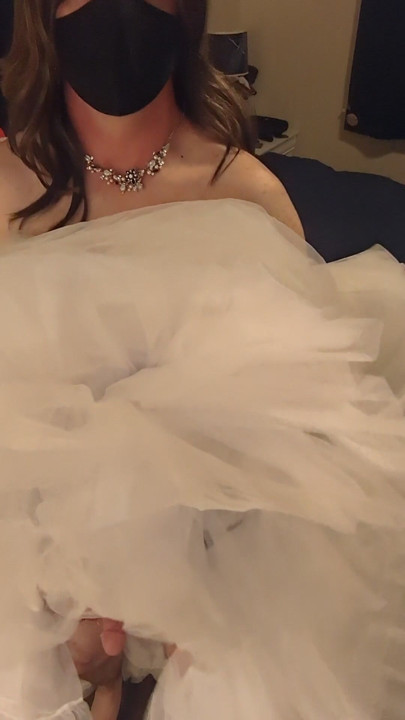 Won't someone cum inside my massive wedding gown with me? | Clip 1