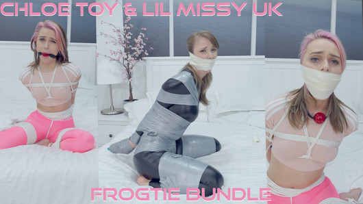 Chloe & Missy - frogtie bundle（Gagattack.Nl）被绑住的被堵嘴的damsel陷入困境