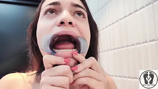 4K Dental Hygienist Routine Mouth Fetish Closeups Naked