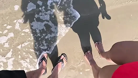Baianinha Trans Fucks Couple on the Beach