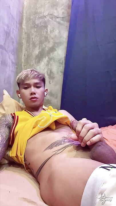 Asian Inked Boy Jerking His Cock Until He Cums