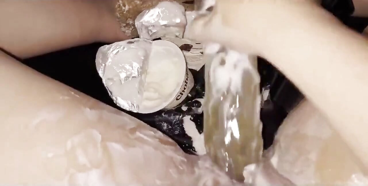 My Stepdaughter Go Freaky with Yougurt&huge Glass Dildo-i Didn't Know That This Can Happened if I Will Leave Her at Home Alone-s