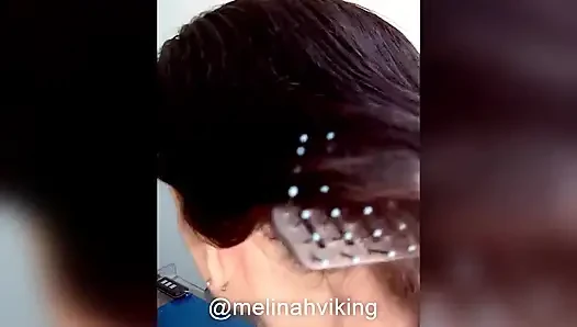Brunette Hair Brushing