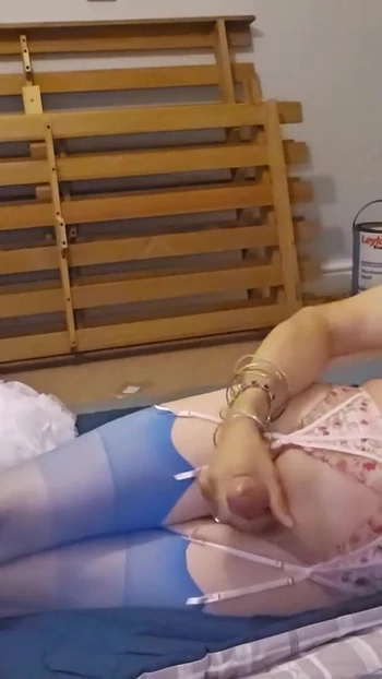 Spectacular moment from "Playing in my lovely blue dress and lingerie - Part 2"