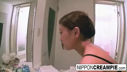 Japanese couple record themselves fucking in a hotel room