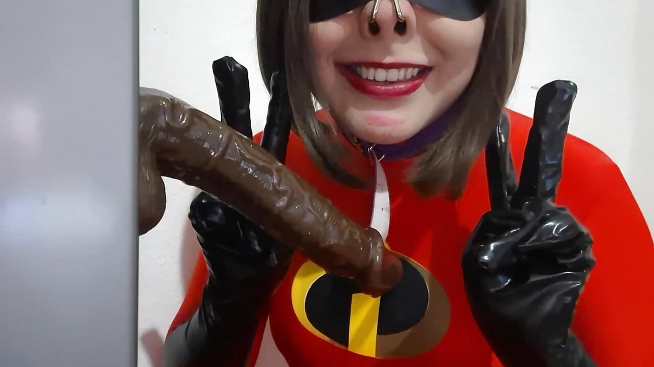 Cute Trap Elastic Whore Giving a Blowjob to BBC and Eating Cum after Deepthroat wearing a BDSM Nosehook