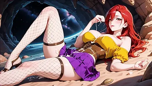 Lewd Redhead Hentai Cutie Begs for More Creamy Love in Cosmic Cave