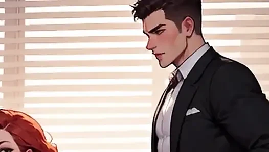 Секретарша Waifu в видео от первого лица - красное нижнее белье и разнообразие волос в офисе крупным планом