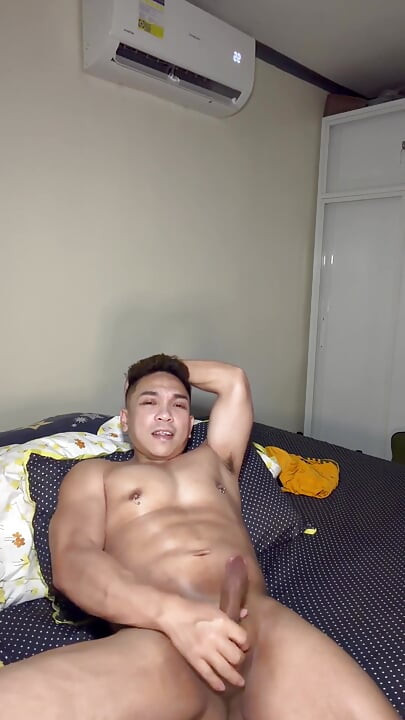 Asian Twink Jerks off with Nipple Clamps for Huge Load