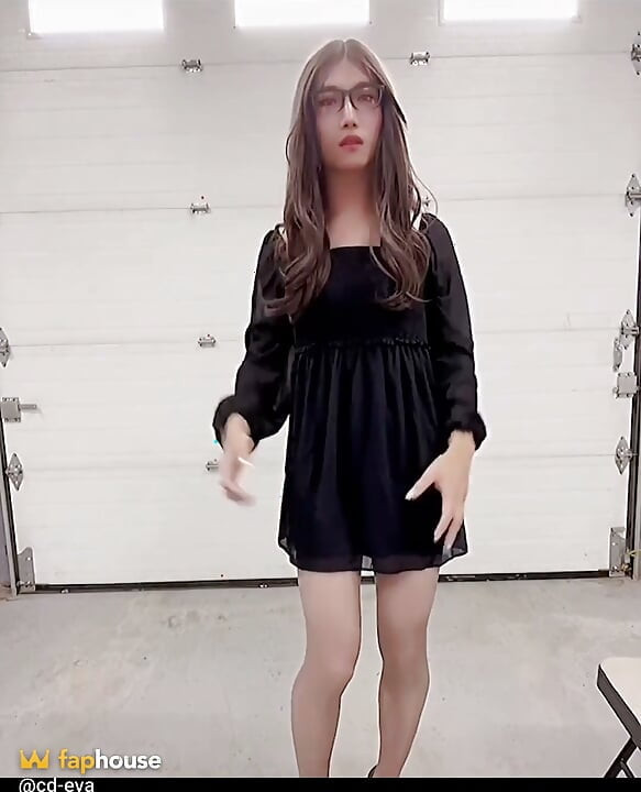 Trying One the Black Dress in the Warehouseand Finally Cum...what Color of Nylon Do You Like the Most?