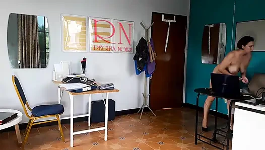 Nudist secretary. Nude employee in the office. Nude secretary is not shy about her boss. Nude office.  1 194