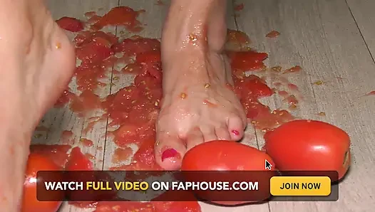 Hot Latina Tramples on Tomatoes and Gets Her Beautiful Feet Dirty!
