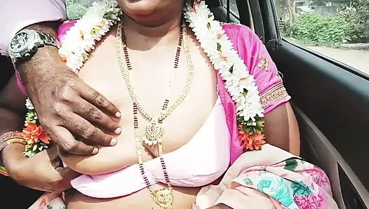 Indian Car Sex Telugu Saree Housewife Car Journey for Fucking with Husbend's Friend. Telugu Dirty Talks.