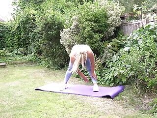 Auntjudys - Busty Blonde MILF Eva May - Hot Outdoor Yoga Workout