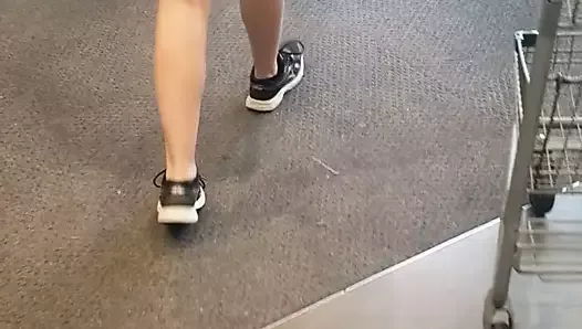 Hot legs walking out of Whole Foods