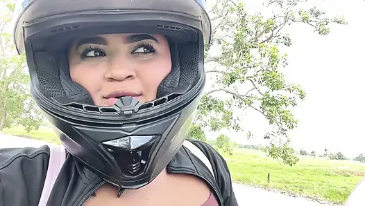 Stepsister made her want to suck cock on a public road while we were going on a trip