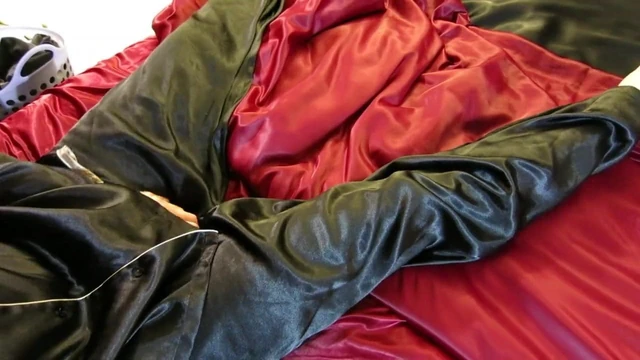 Playing in satin sheets, panties, pajamas and Adidas shorts