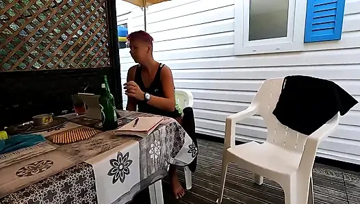 Terrace Interruption: Stop Working & Suck Me off