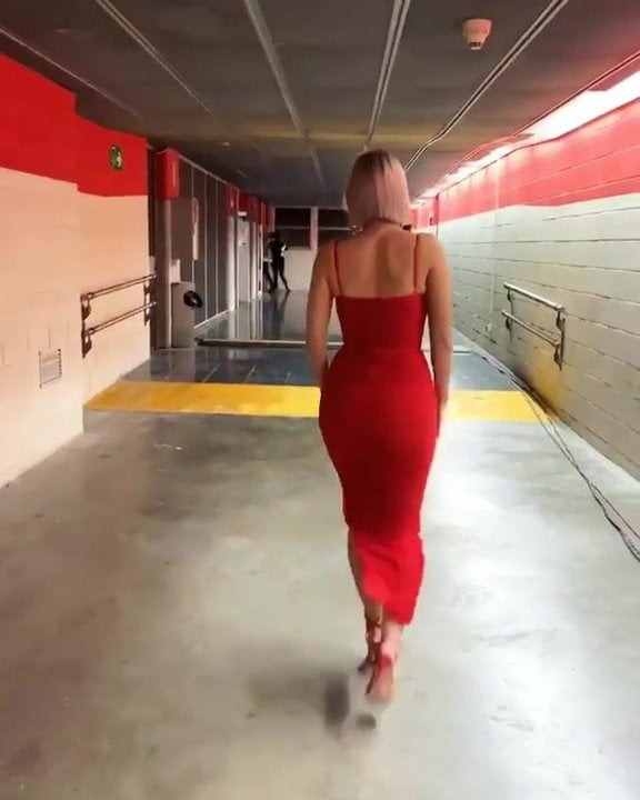 Anne-Marie in sexy red dress