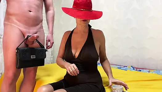 Milf stepmom use her sperm coffee machinemilking handjob .