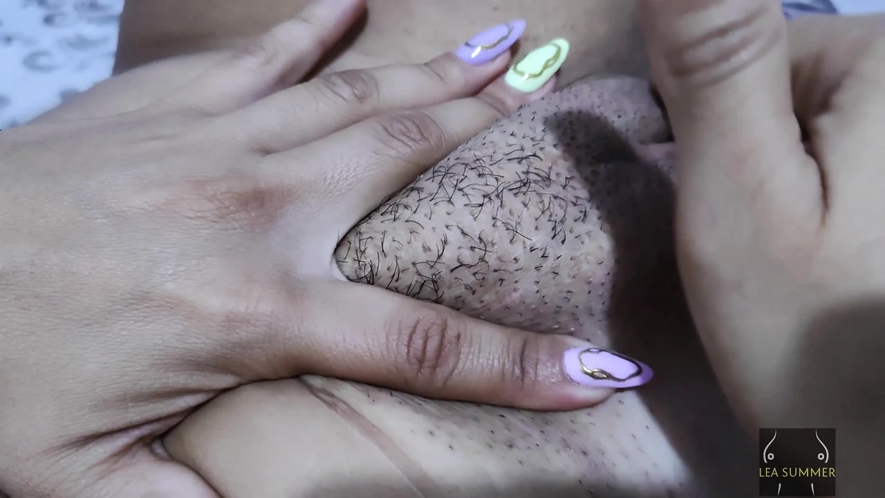 I touch my fat pussy, open it with my fingers and put them inside. (close up)