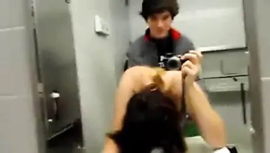 Emo couple fucking in public bathroom