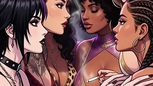 Anime ve çizgi film tarzında birden fazla videodan en ateşli anların süper fetiş derlemesi.