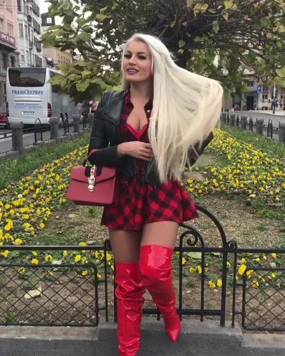 Milf in red skirt