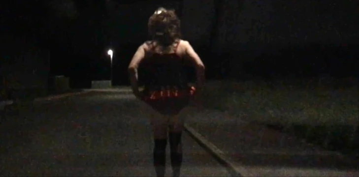 sissy kathy out and about in workington at night