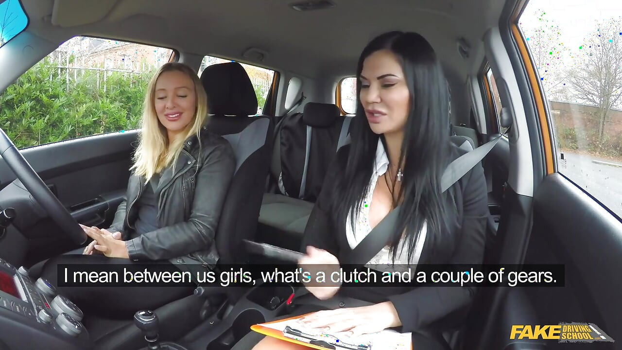 Fake Driving School - Fake Driving School Instructor Saves a Hot Friend From Failing with a Steamy Lesbo Front Seat Session