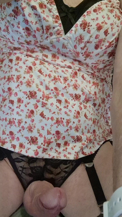 Mature U.K Cross Dresser Slow Wank In Lingerie