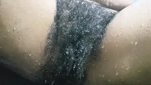 Homemade Sex Under the Waterfall, Hot Wife Big Pussy & Hairy Pussy Close up Carrying