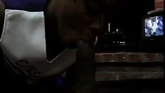 Fine hot black chick gets her pussy fucked against the fireplace