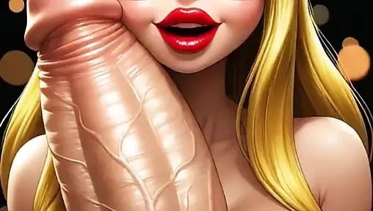 Funny Blonde have fun with an enormous cock (Ai animation)