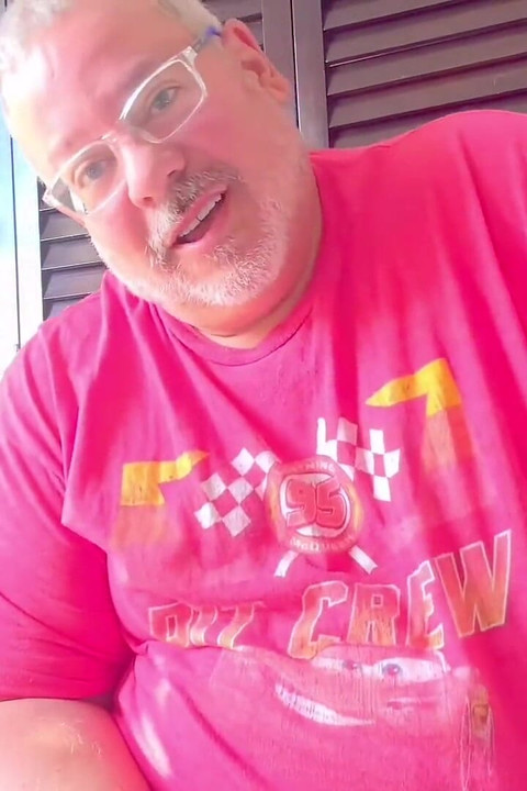 Big Belly on Belgium Grandfather Has Huge Mushroom Head and Has Large Sprays of Juice