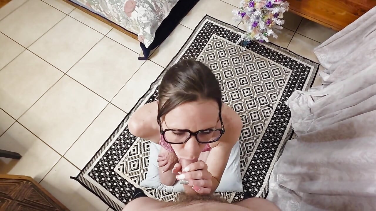 Petite Nerd POV Sucking Cock Facial Cum Shot