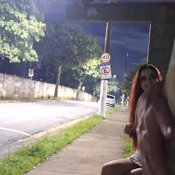 Risky Masturbating At The Bus Stop Next To The Beautiful Stranger!