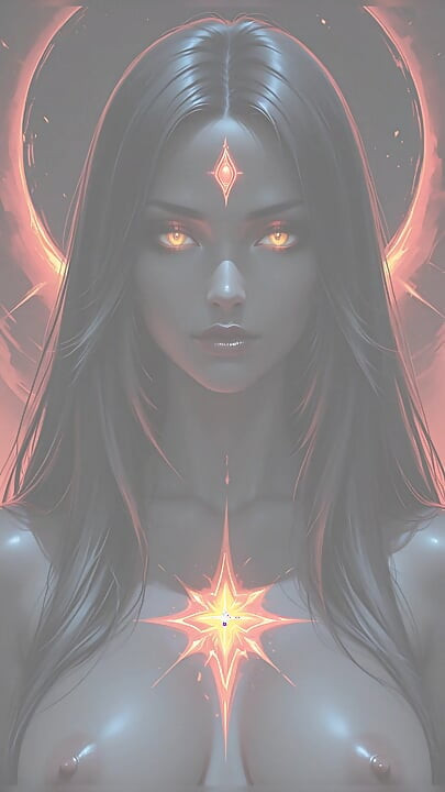 제트 블랙 머리와 앰버 아이즈 다크 판타지 초상화 Ai Art 슬라이드쇼를 가진 그림자 암살자 전사 여자