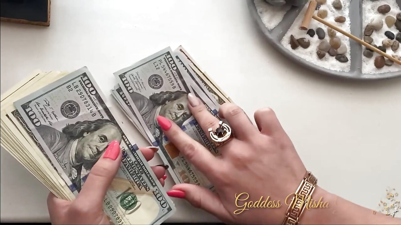 ASMR rustling of dollar bills in my beautiful manicured hands & humiliation!