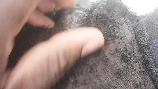 German black fat hairy wet  Pussy with big clit closeups
