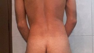 Naked, masturbating and showing the big hairy ass