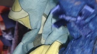 Handjob with   sister's beautiful blue panties